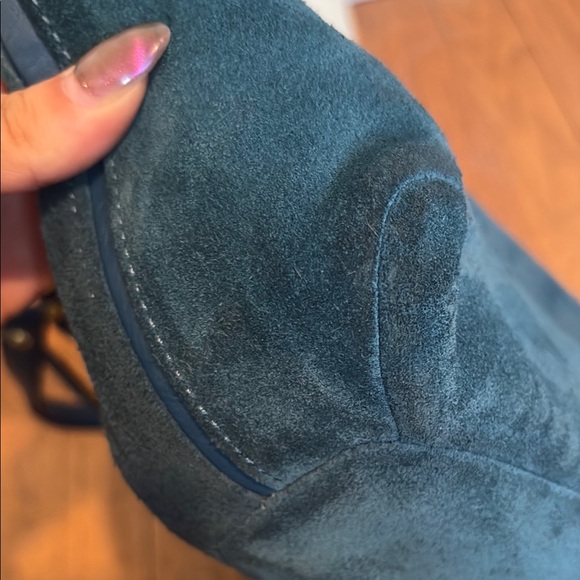 Coach Teal Suede Bag with Gold Accents - Picture 8 of 11